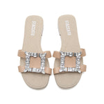 Load image into Gallery viewer, Taupe Crystal Buckle Slide Sandals
