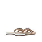 Load image into Gallery viewer, Taupe Crystal Buckle Slide Sandals

