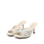 Load image into Gallery viewer, Beige Knot Heeled Mules
