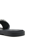 Load image into Gallery viewer, Black Crystal Cross Strap Slide Sandals
