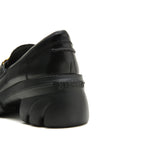 Load image into Gallery viewer, Black Leather Platform Horsebit Loafers
