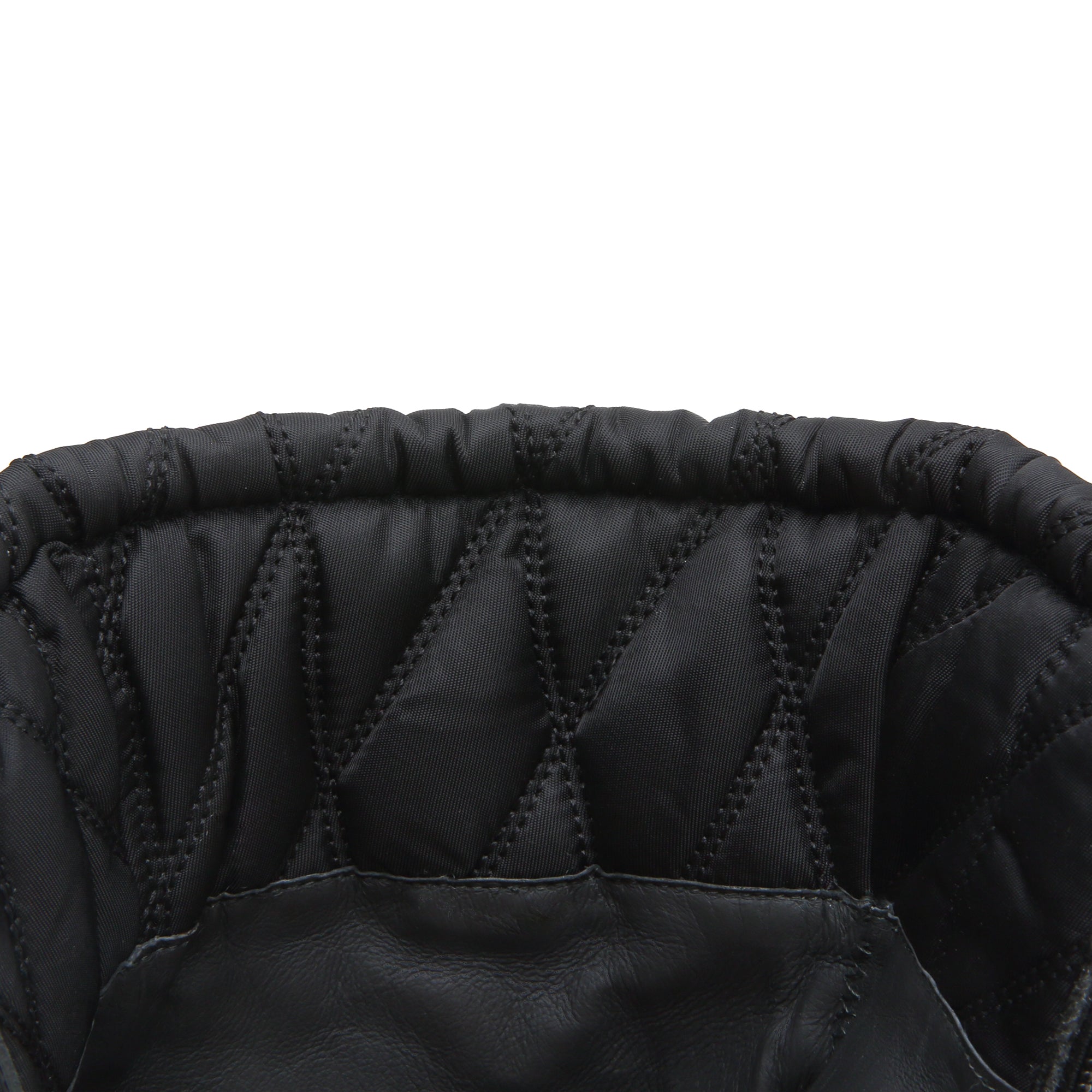Black Leather Quilted Straw String Boots