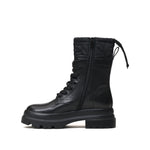 Load image into Gallery viewer, Black Leather Quilted Straw String Boots
