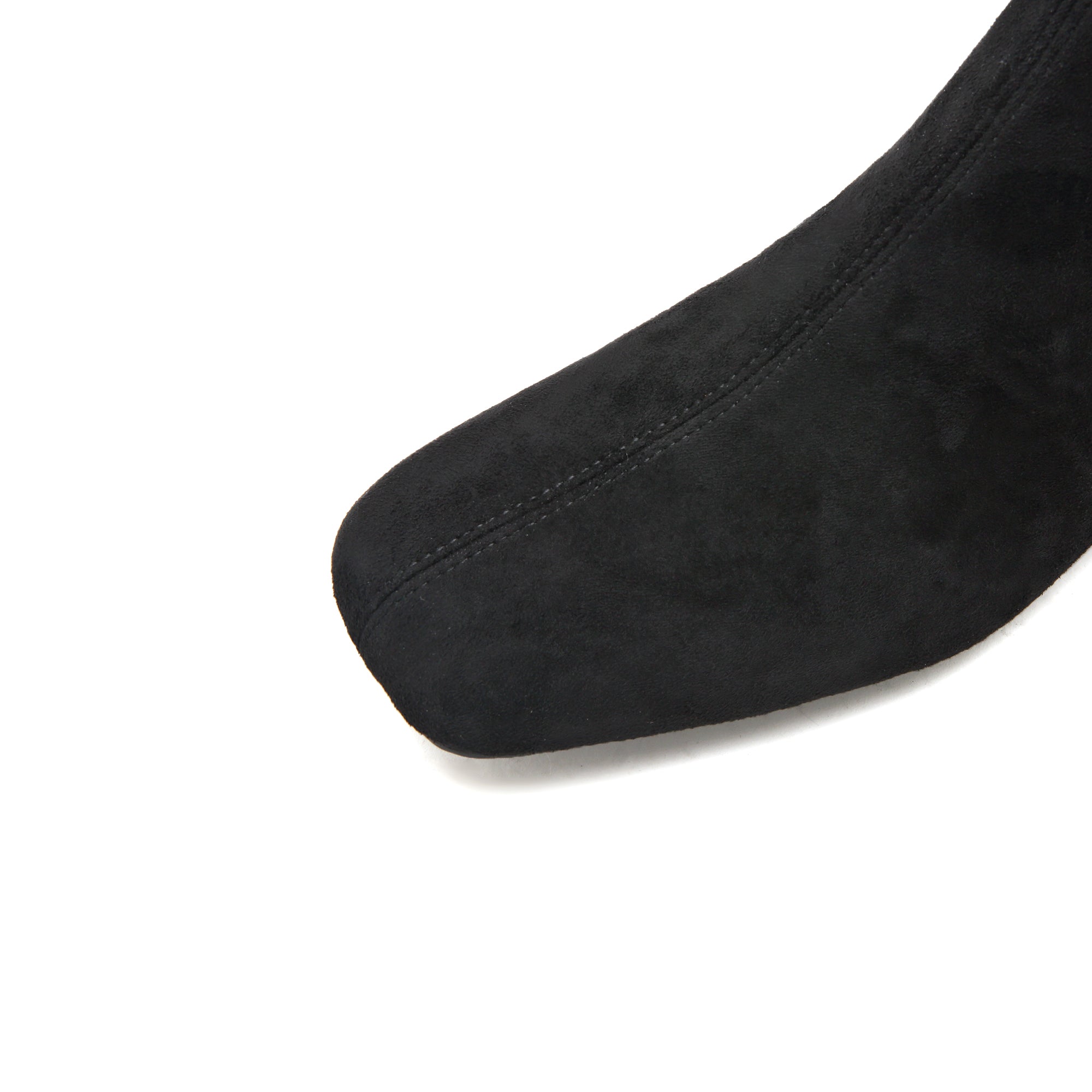 Black Square Toe Heeled Long Sock Boots