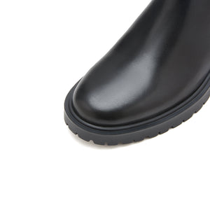 Black Leather Ankle Chelsea Boots