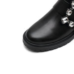 Load image into Gallery viewer, Black Square Crystal-Buckle Sock Boots
