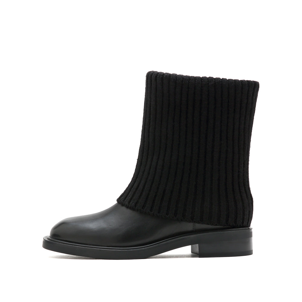 Black Fisherman Knitted Ankle Boots