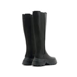 Load image into Gallery viewer, Black Leather Chunky Chelsea Long Boots

