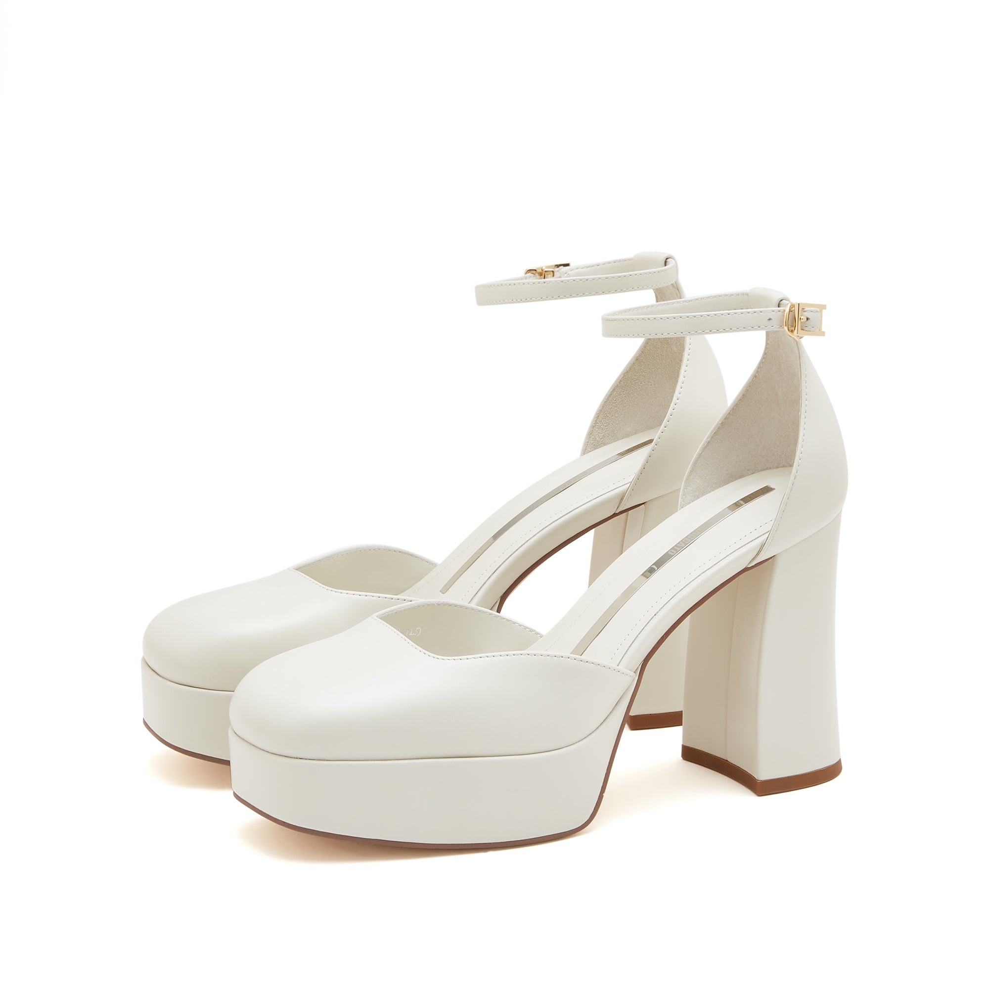 Beige Platform Block Heel Sandal